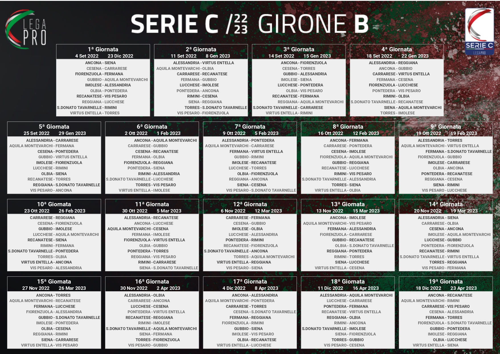 Ufficializzato il calendario di Lega Pro.