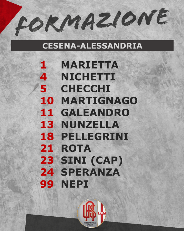 Le formazioni di Cesena-Alessandria